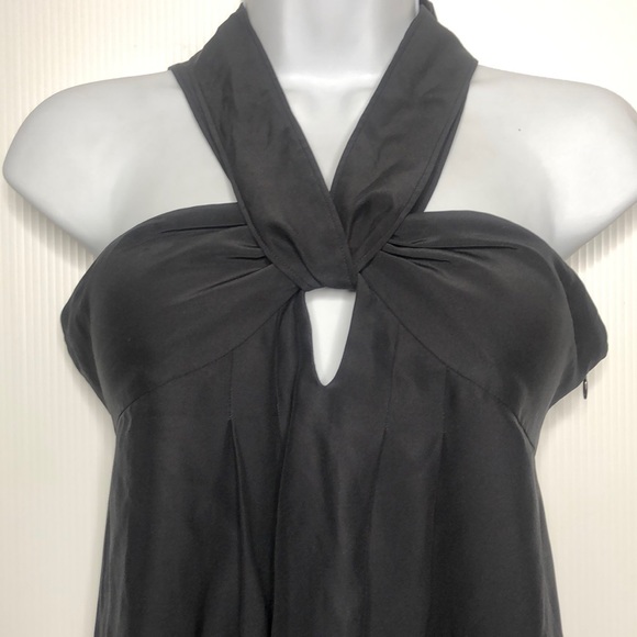 Cynthia Cynthia Steffe Black Tie Neck Silk Cocktail Dress Size 6 - Picture 6 of 15